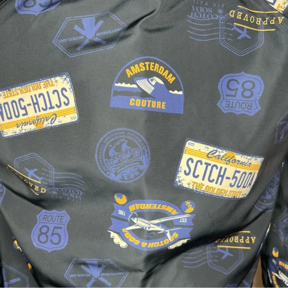 Scotch & Soda Navy Bomber Jacket with Stripe Trim
